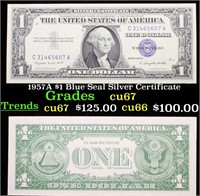 1957A $1 Blue Seal Silver Certificate Gem++ CU