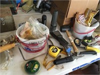 misc tool, tape measure, saws, chisel an more