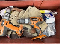 Wooden box full of household/tools/etc.