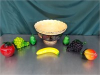Blown Glass Fruit and Pompeii Fruit Bowl