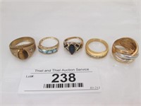 5 assorted gold rings multi stones