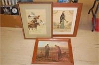 (3) Framed Prints - Horse - Country Scene Soldier