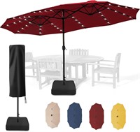 Sundale Outdoor 40LED 15ft Patio Umbrella w/ Base