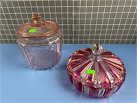 2X ANTIQUE GLASS CANDY JARS