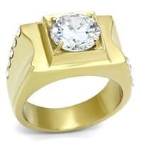 Gold-pl. Round 3.50ct White Sapphire Ring