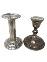 Sterling silver candle stick holders reinforced