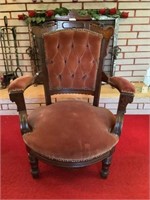 Victorian mahogany upholstered gentleman chair