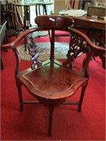 Fancy ornate mahogany corner chair