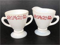 Vintage milk glass sugar and creamer