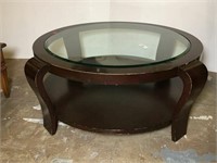 Round Coffee Table with Inset Glass Top