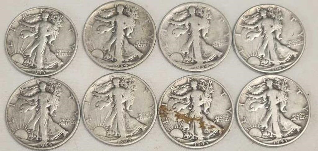 8-Walking Liberty 1/2 Dollars