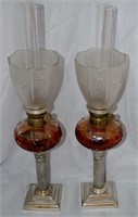 Antique Gorham Electroplate Oil Lamps