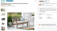 N5009 2-Person Wood Bench with Tan Cushions