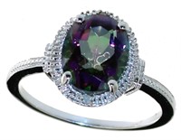 Oval 3.55 ct Mystic Topaz & Diamond Ring