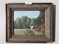 Humming Bird Oil Painting, Signed