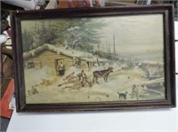 Great Early serving tray ,Canadian Settlers Scene