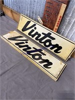 (2) VINTON TIN SIGNS, 5.5 X 20"