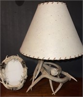 Antler Table Lamp and Picture Frame