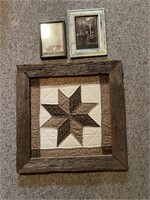 Framed Quilt Star and Antique Photos