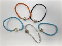 (5) Pandora Rope Bracelets with Sterling Clasp
