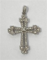 14K Cross Pendant with Clear Stones