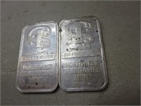 Pair Of 1 OZ .999 Fine Silver Bars C