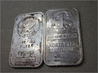 Pair Of 1 OZ .999 Fine Silver Bars B