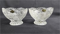 2 Vintage Zajecar Yugoslavia Hand Cut Crystal Bowl