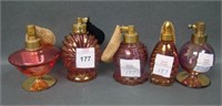 5 Vintage Cranberry Flash Perfumes/ Atomizers