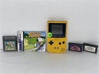 GAMEBOY COLOR YELLOW WITH 2 GAMES - BATTLESHIP &