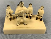 Old ivory carving of Native dancers, several piece