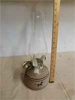 Vintage oil lamp with horse designed ceramic base