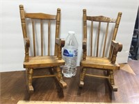 (2) Doll Size Wood Rocking Chairs