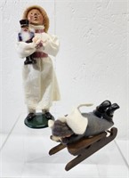 Vintage Byers Choice Marie and Boy on Sled