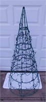 Christmas tree lighted framed yard art, 58" tall