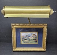 Brass Piano Lamp and Thomas Kinkaid Print