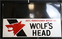 Vintage 1971 metal Wolf's Head adv sign