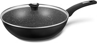 KOCH 12' Black Wok with Lid  Non Stick  12in