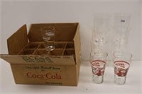 BOX OF 12 COCA-COLA GLASS, 6 PLASTIC BEER