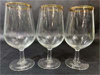 Set of Three Gold Colored Rimmed Glasses