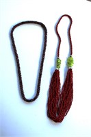 Red Garnet Rope & Red Bead Necklace set 2