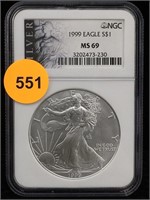 MS69 NGC 1999 Silver American Eagle