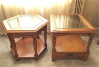 Pair of Basset Glass Top End Tables