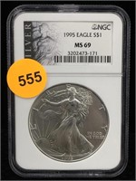 MS69 NGC 1995 Silver American Eagle
