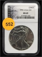 MS69 NGC 1998 Silver American Eagle