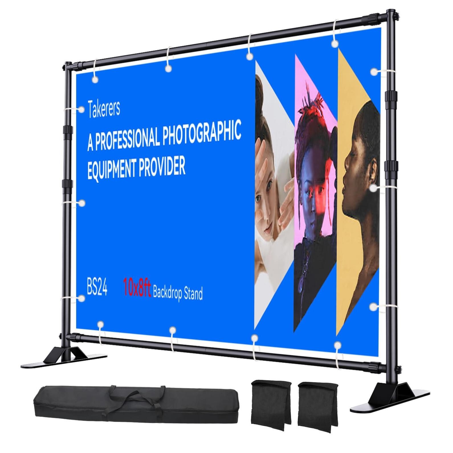 Takerers 10x8 ft Adjustable Backdrop Banner Stand