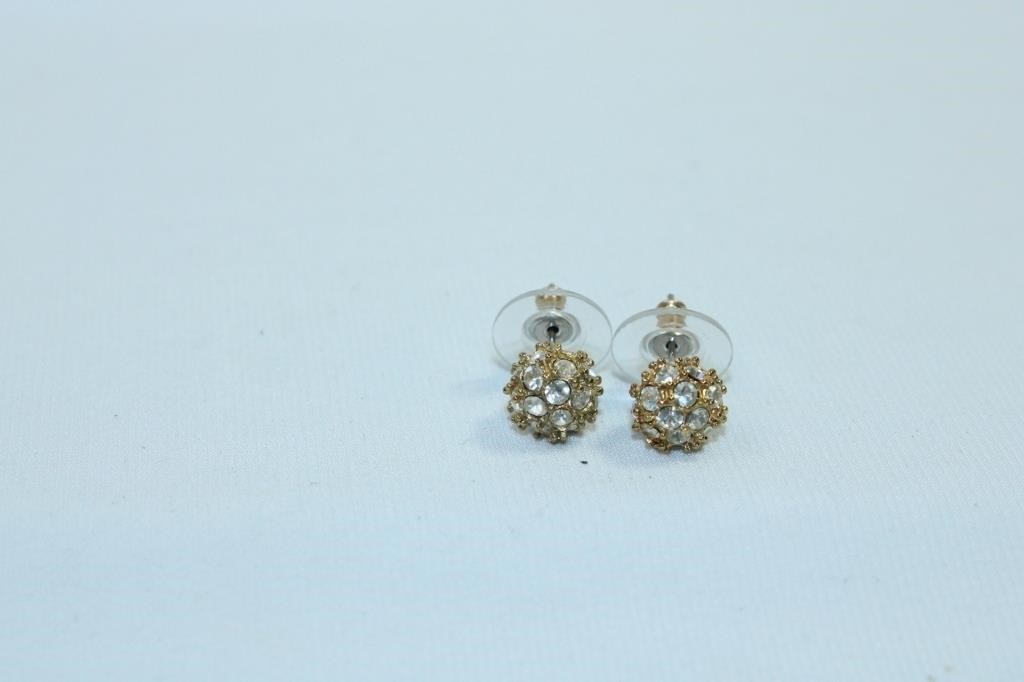 Pair of Golden and CZ Stud Earrings