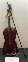 17" hand painted wooden violin decor