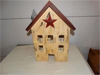 Wood Country house light up 19"h