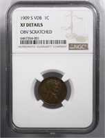 1909-S VDB Lincoln Cent NGC XF Details KEY DATE!